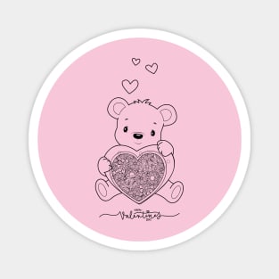 HAPPY VALENTINE´S DAY TEDDY BEAR AND HEARTS Magnet